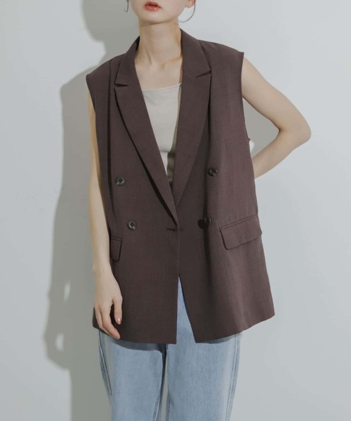 新品未使用タグ付き　YONFA クーコーベスト　（gray brown） SENSE OF PLACE by URBAN RESEARCH ベスト ONE ブラウン レディース