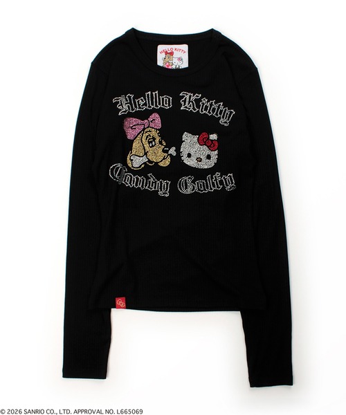キティ 長袖Tシャツ コラボ Kitty Galfy×Hello ガルフィー コラボ KITTY HELLO × GALFY CANDY キャンディー GALFY（ガルフィー） トップス
