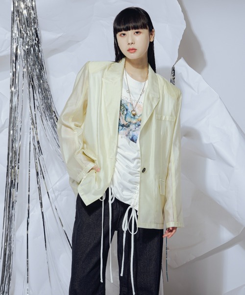 「Ezick」 テーラードジャケット FREE レモンイエロー レディース_画像6