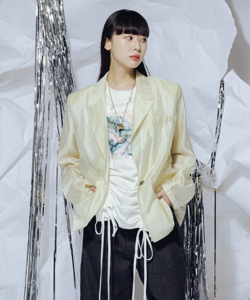 「Ezick」 テーラードジャケット FREE レモンイエロー レディース_画像7