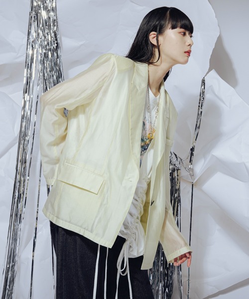 「Ezick」 テーラードジャケット FREE レモンイエロー レディース_画像9