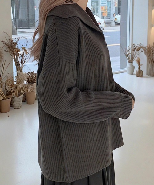 cammie ニット セーター セーラーカラー風リブニット レディース