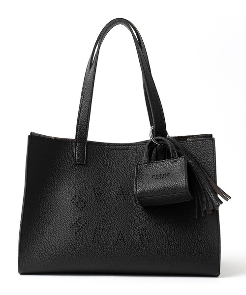 【新品•タグ付き】ビームス　トートバック　黒色　ブラック BEAMS HEART（ビームス ハート）レザー トートバッグ（バッグ トート