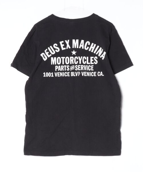 「DEUS EX MACHINA」 ワンポイント半袖Tシャツ L ブラック メンズ_画像2