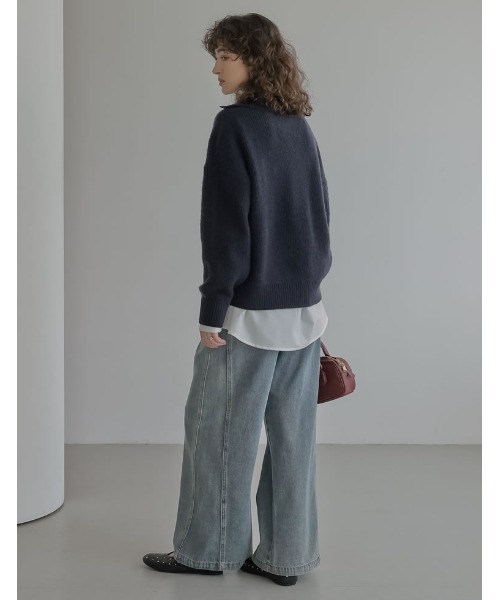 「Re:EDIT」 長袖ニット MEDIUM グレー レディース_画像9