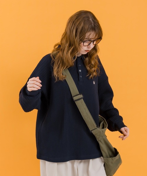「MUHET」 長袖ポロシャツ MEDIUM アイボリー レディース_画像2