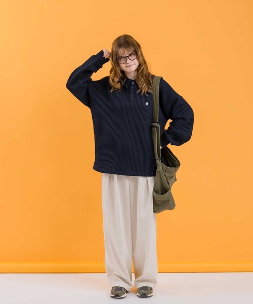 「MUHET」 長袖ポロシャツ MEDIUM アイボリー レディース_画像4
