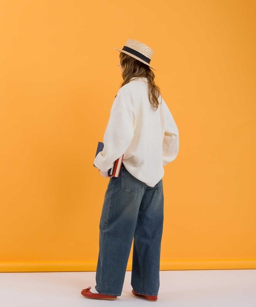 「MUHET」 長袖ポロシャツ MEDIUM アイボリー レディース_画像9