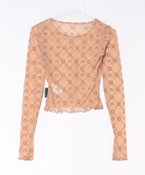 MARINE SERRE（マリーンセル） tシャツ MOONOGRAM MESH FLOCK LS