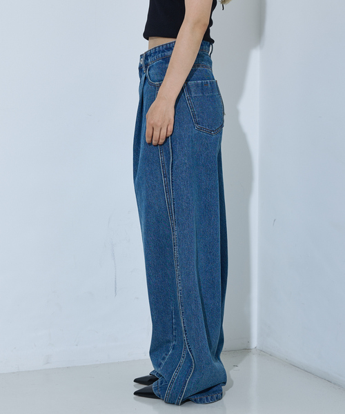 「NOMINE」 デニムパンツ M チャコールグレー レディース_画像4