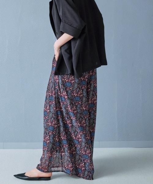 ワイドパンツ パンツ ペイズリー柄 シアースカーチョ スーパーワイド