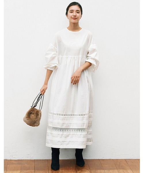 「avecmoi」 長袖ワンピース MEDIUM ホワイト レディース_画像4
