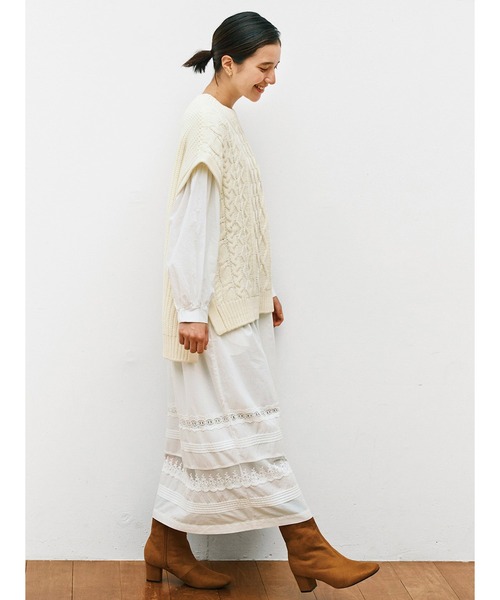 「avecmoi」 長袖ワンピース MEDIUM ホワイト レディース_画像5
