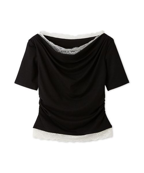 SNIDEL USAGI ONLINE限定 レーストリムワンショルカットソー SNIDEL（スナイデル） tシャツ 「USAGI ONLINE限定」レーストリム