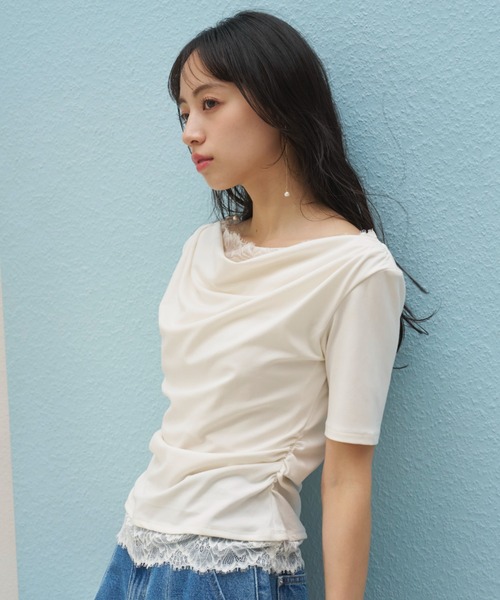SNIDEL（スナイデル） tシャツ 「USAGI ONLINE限定」レーストリム