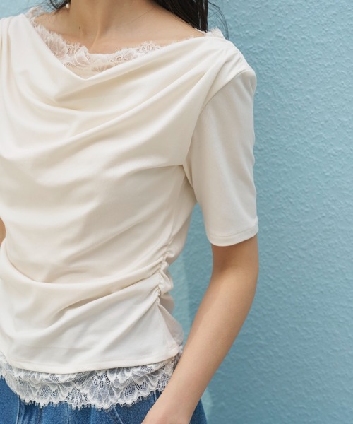 SNIDEL（スナイデル） tシャツ 「USAGI ONLINE限定」レーストリム