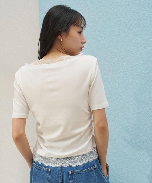 SNIDEL（スナイデル） tシャツ 「USAGI ONLINE限定」レーストリム