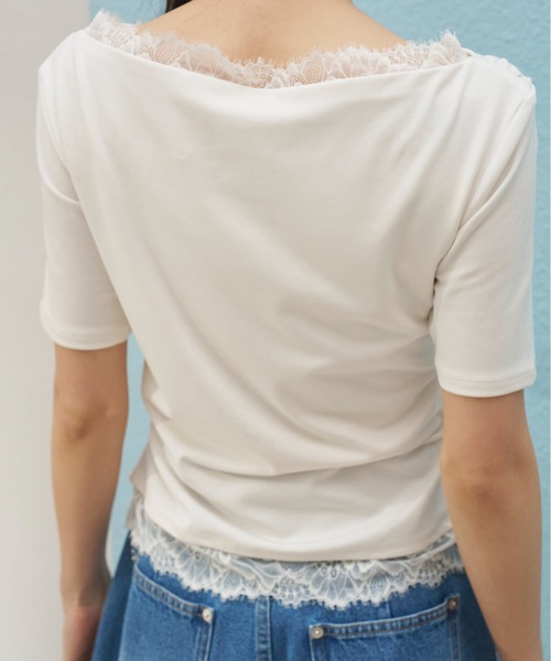 SNIDEL（スナイデル） tシャツ 「USAGI ONLINE限定」レーストリム