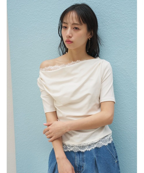 SNIDEL（スナイデル） tシャツ 「USAGI ONLINE限定」レーストリム