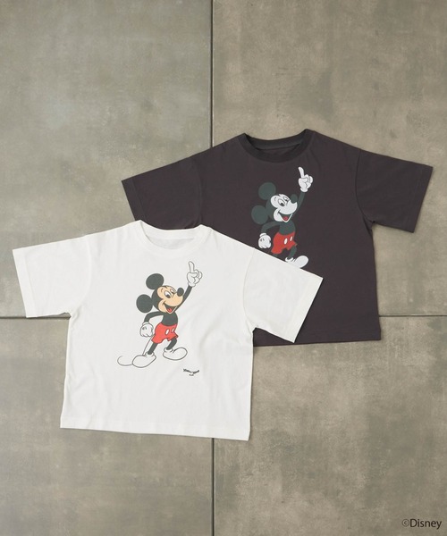 「MICKEY MOUSE」 半袖Tシャツ FREE チャコールグレー レディース_画像3