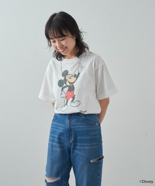 「MICKEY MOUSE」 半袖Tシャツ FREE チャコールグレー レディース_画像6