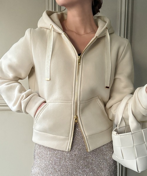 「junoah」 ジップアップパーカー X-LARGE グレー レディース_画像7