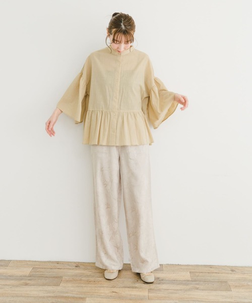 「ITEMS URBANRESEARCH」 7分袖ブラウス FREE ベージュ レディース_画像4