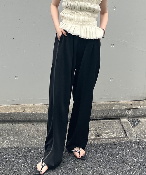 「junoah」 スラックス MEDIUM ブラック レディース_画像2