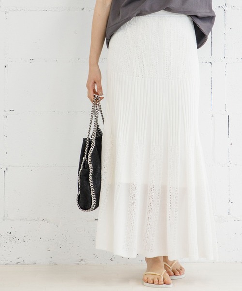 31 割引オフホワイト Free レディース M Lサイズ相当 日本限定モデル スカート マーメイドラインレース編みニットフレアスカート ボトムス パンツ レディースファッション ファッションオフホワイトfree レディース M Lサイズ相当 Wego Cz