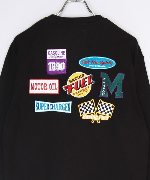 tシャツ 76Lubricants ワッペン刺繍 ルーズサイズ ヘンリーネックT