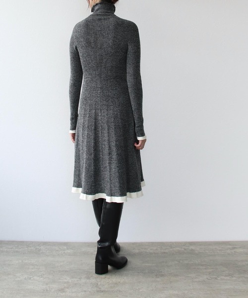 malamute ワンピース / bonnie knit dress( ハイネックリブ編みニット 