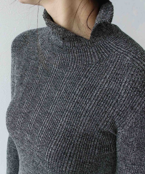 malamute ワンピース / bonnie knit dress( ハイネックリブ編みニット 