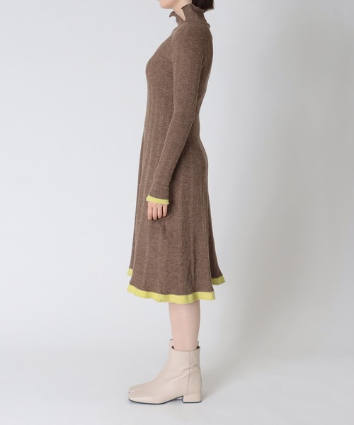 malamute ワンピース / bonnie knit dress( ハイネックリブ編みニット 
