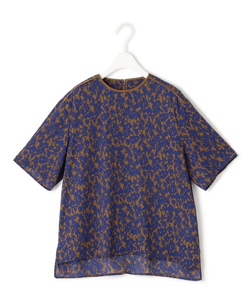 ICB ブラウス シャツ 「洗える」シルエットフラワープリント T