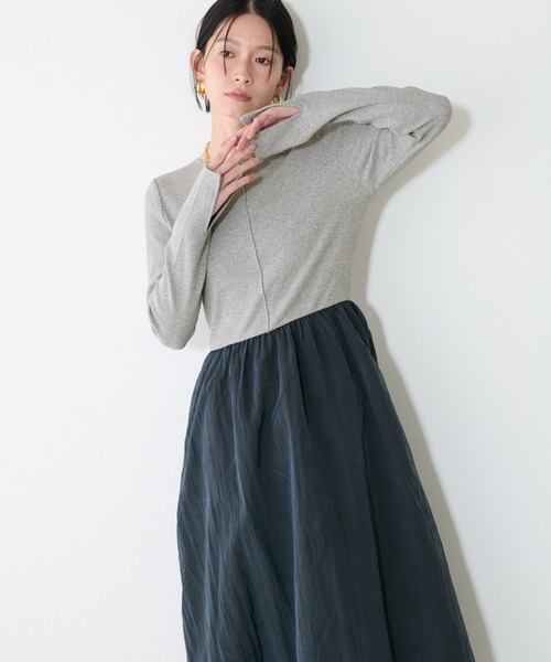LARUTA（ラルータ） ワンピース 「LARUTA」リブ×ワッシャーサテン 