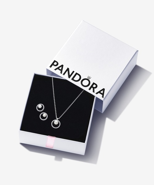 PANDORA ピアス パール ＆ パヴェ ハロー ネックレス ジュエリーセット 