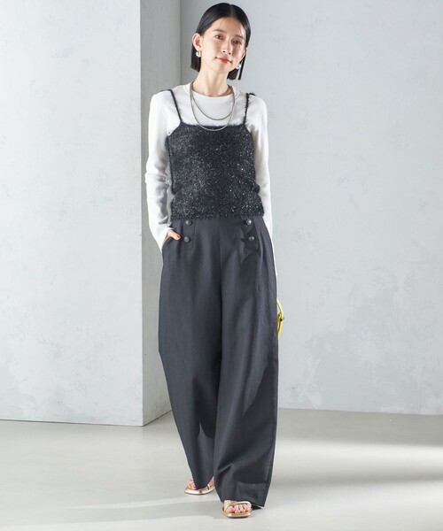 まりんぼん SHIPS パンツ 麻混 ヘリンボーン マリンパンツ 24SS レディース