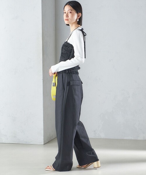 まりんぼん SHIPS パンツ 麻混 ヘリンボーン マリンパンツ 24SS レディース