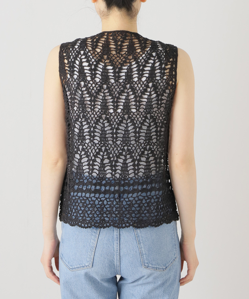【美品】Plage クロシェ ジレ crochet gilet ベスト 黒 plage ベスト crochet gilet レディース : ZOZOTOWN Yahoo!店