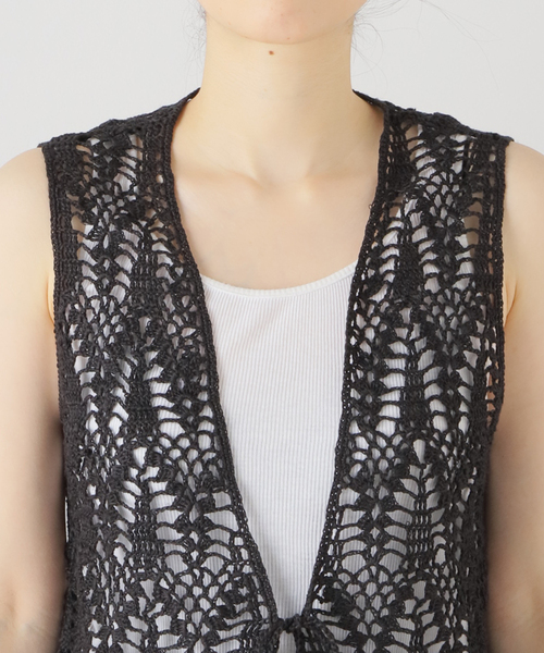 【美品】Plage クロシェ ジレ crochet gilet ベスト 黒 plage ベスト crochet gilet レディース : ZOZOTOWN Yahoo!店