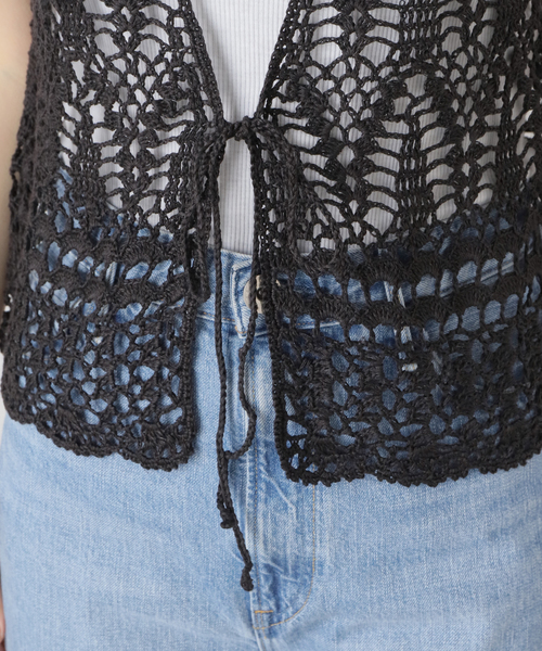 【美品】Plage クロシェ ジレ crochet gilet ベスト 黒 plage ベスト crochet gilet レディース : ZOZOTOWN Yahoo!店