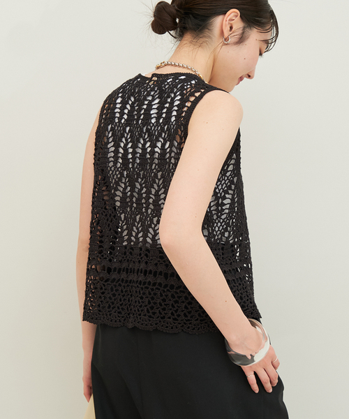 【美品】Plage クロシェ ジレ crochet gilet ベスト 黒 美品】Plage クロシェ ジレ crochet gilet ベスト 黒 - メルカリ