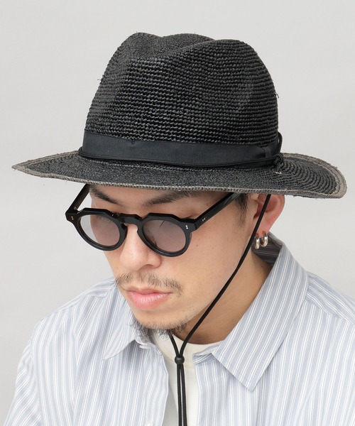 ReqHatter 帽子 ハット ラフィア 細編み ワイドブリム ブレード