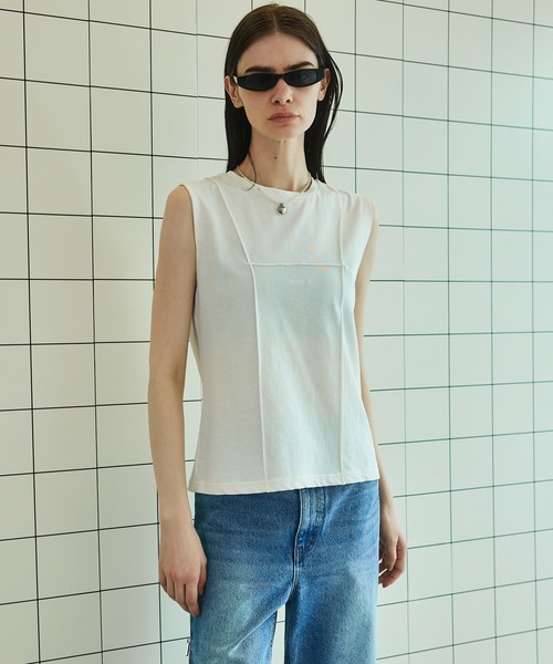 tシャツ Tシャツ Pin Tuck Sleeveless Tops/ピンタックノースリーブ 