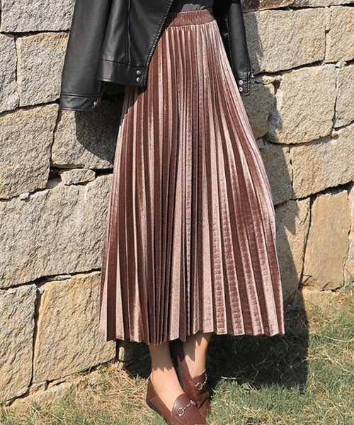 Dewlily スカート ベロアプリーツロングスカート : ZOZOTOWN Yahoo!店