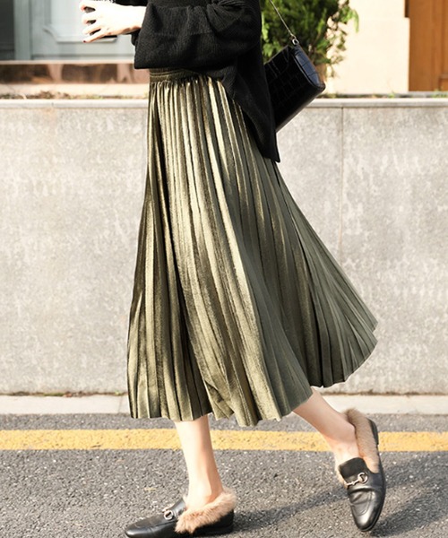 Dewlily スカート ベロアプリーツロングスカート : ZOZOTOWN Yahoo!店