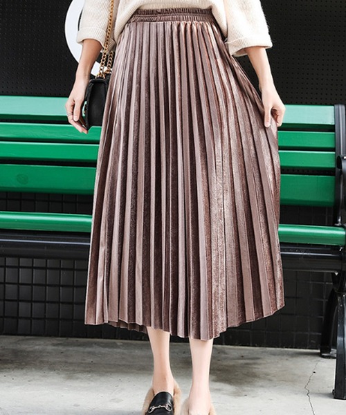 Dewlily スカート ベロアプリーツロングスカート : ZOZOTOWN Yahoo!店