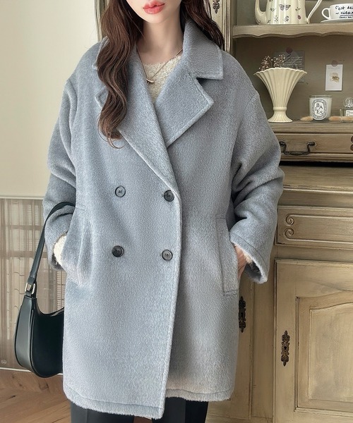 ドット柄オーバーサイズ　ミドルコート　bibiy Meiru コート アウター オーバーサイズシャギーミドルコート