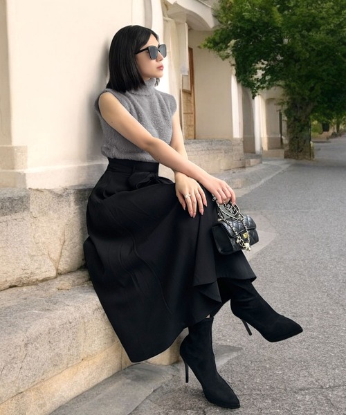 ジュリアブティック JULIA BOUTIQUE ふわふわシャギータートルネックニットトップス [24525 ノースリーブ ミドル丈 無地 タートルネ ジュリアブティック JULIA BOUTIQUE ふわふわシャギー