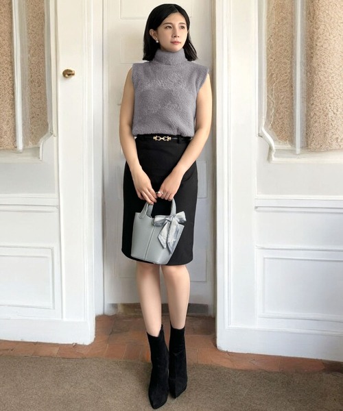 ニット セーター ふわふわシャギー タートルネック ノースリーブニットトップス レディース Julia Boutique ニット セーター ふわふわシャギー